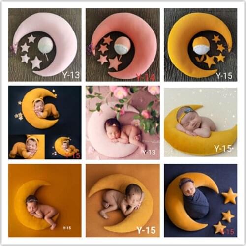 Baby Hat Posing Beans Moon Pillow Stars Set Infants Photo Shooting Accessories Newborn Photography Props