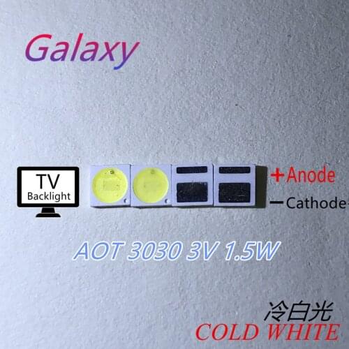 FOR AOT Backlight High Power LED 1.5W 3V 3030 100LM Cool white LCD Backlight for TV Application EMC 10000pcs