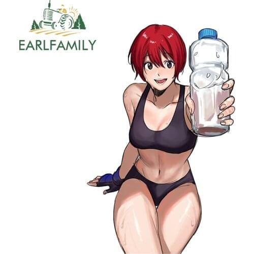EARLFAMILY 13cm x 8.6cm For Drink Girl Cartoon Car Sticker Waterproof Scratch-Proof Decal Car Body Motorcycle Graffiti Graphics