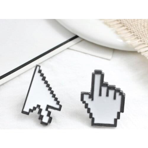 Computer Mouse Symbol Cursor Arrow gesture Enamel Pin Cursor Pixel White Window Denim Brooch Lapel Badge IT Worker Punk Gift