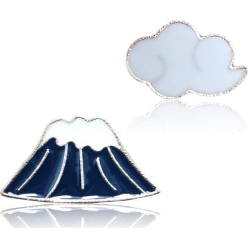 2Pcs/Set Outdoors Mountain Cloud Enamel Pin Custom Wild Camping Hiking Brooches Bag Clothes Lapel Pin Adventure Badge Jewelry