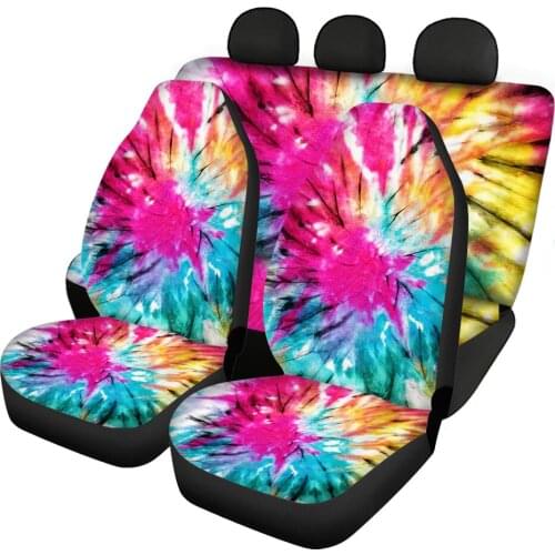 HUGSIDEA Watercolor Rainbow Seat Cover for Front and Rear Universal Sedan Seat Accessories Car Styling Tie Dye Anti-Dirty Case