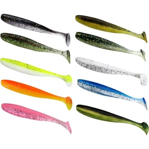 Worm Artificial Lure Soft Shad Bait T-Type Paddle Tail Realistic Color Shad Fishing Lure for Bass Trout Pike Walleye
