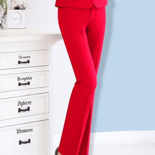 IZICFLY New Style autumn Korean Style Pants Women OL formal Work Wear Office Lady Style Uniform Designs Trousers plus size Red