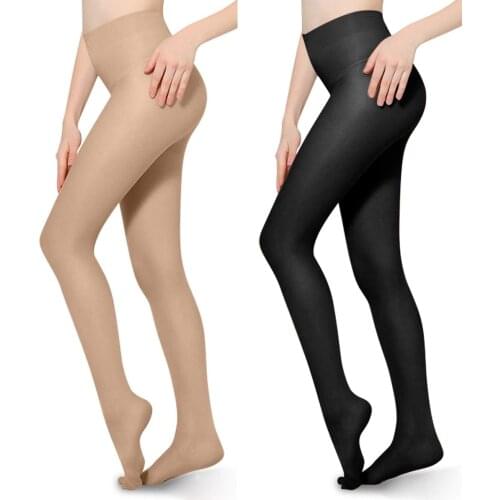2PC 20-30mmHg Compression Pantyhose Opaque Support Pantyhose Closed Toe for Women Men Help Relieve Swelling Varicose Veins