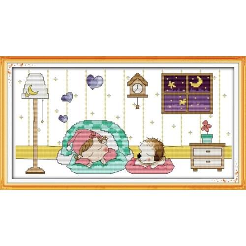 Missing you tonight (2) cross stitch kit cartoon 14ct 11ct count pre print canvas stitching embroidery DIY handmade needlework