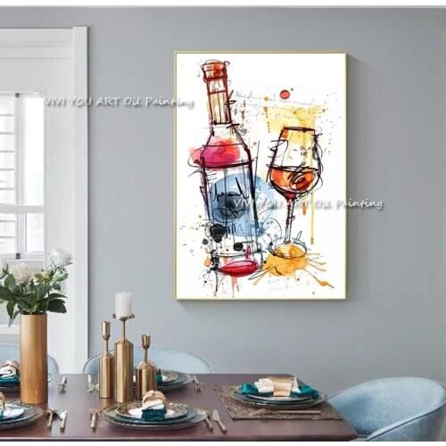 The Hot Selling Still Life Handmade Color Oil Paintings On Canvas Wall Art Bursh Pictures For Living Room Decor Wine Glass Beer