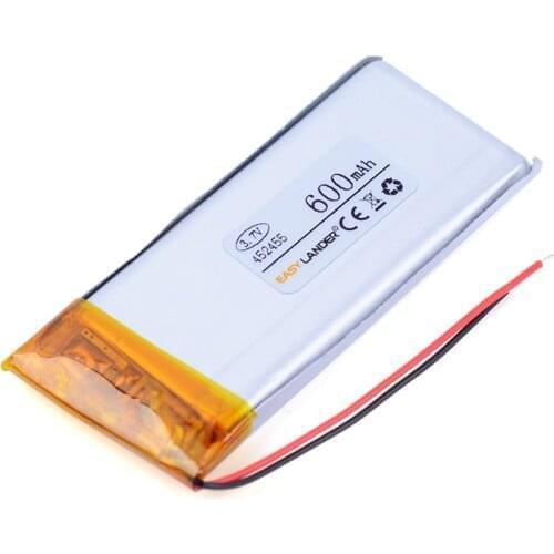 452455 3.7V 600mAh Rechargeable li Polymer Li-ion Battery For bluetooth headset DVR Wrist Watch MP3 MP4 Recording Pen 452555
