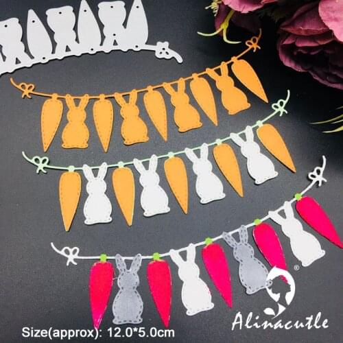 Metal Cutting die Die Cut Easter Bunny Carrots Banner Scrapbook Paper Craft Handmade Card Album Punch Art Cutter Alinacutle Die