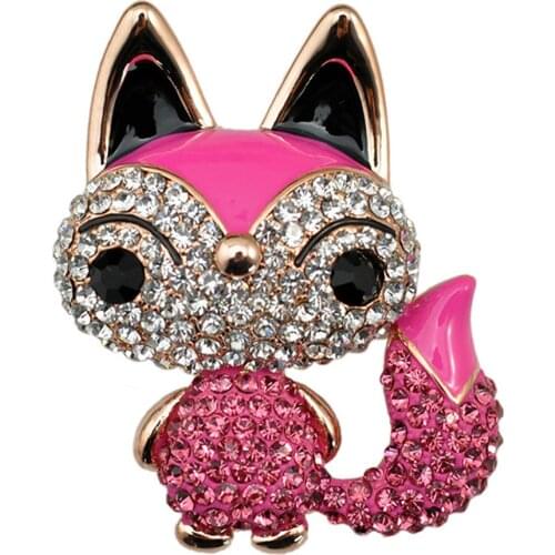 Cute Little Fox Brooch Crystal And Rhinestone Animal Brooches Coat Hat Accessories For Women Shinning Jewelry Pins Free Shipping