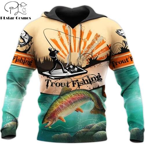 Love Trout Fly Fishing 3D All Over Printed Men Hoodie Autumn and winter Unisex Sweatshirt Zip Pullover Casual Streetwear KJ449