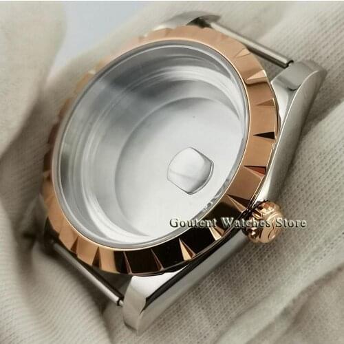 Parnis 39mm Sapphire Glass Rose Gold Bezel Mens Case Fit ETA 2836 miyota 8215/8205/821A Mingzhu DG2813/ 3804 movement