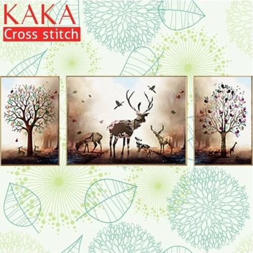 Trilogy Embroidery,cross-stitch kits embroidery needlework sets,DIY animal paintings,Home Decor Room,11CT,Elk fortune CKA0006