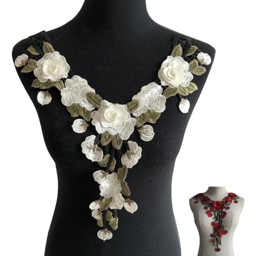 1pcs sell Flower Venise Lace Sewing Applique Lace Collar Neckline Collar Applique Diy Craft Neckline Sewing Accessories YL504