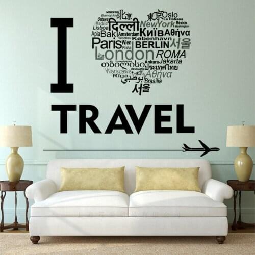 World landmarks I love to travel wall sticker PVC Material DIY wall decals For Living room sofa background wall decor sticker