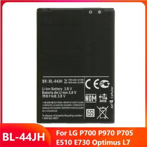 Original Replacement Phone Battery BL-44JH For LG P700 P970 P705 E510 E730 Optimus L7 BL-44JH Rechargable Batteries 1700mAh