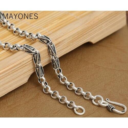4mm thick corn round link chain Real silver charm necklace sterling 925 silver jewelry free shipping