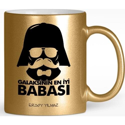 Personalized Galaxy Best Father Design Gold Gilded Mug Cup-1