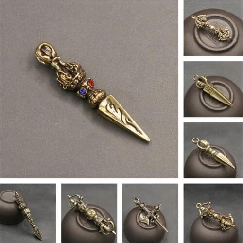 Handcraft Pendant Vintage Rust Resistant Brass Solid Religious Pestle Prayer Pendants Home Charms Phurba Jewelry Delicate Crafts