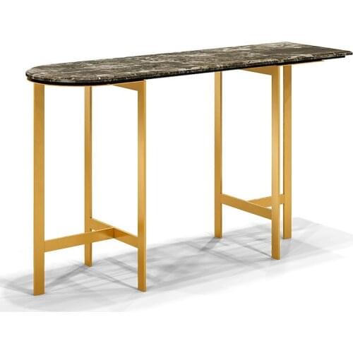 Light luxury group C living room corridor display area brushed brass color metal porch marble surface custom porch cabinet