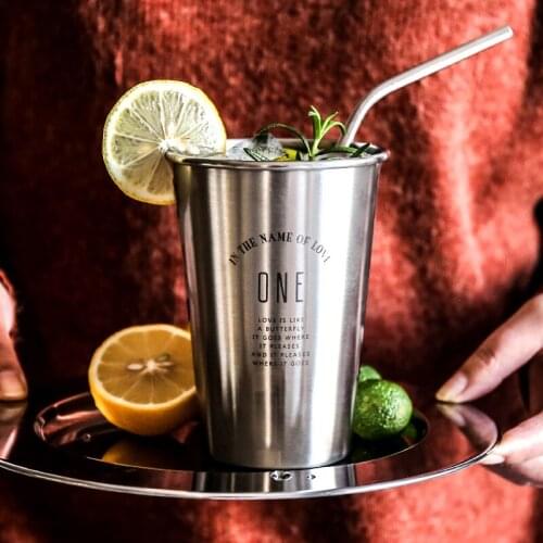 Silver Glass 304 Stainless Steel Mugs Breakfast Milk Fruit Juice Tea Ice Beer Coffee Mugs Durable Metal Cup 1PCS steel tumbler