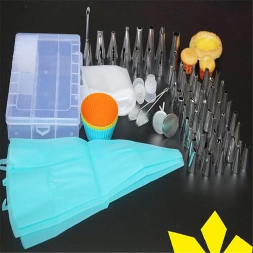 98Pcs/Set Silicone Kitchen Accessories Icing Piping Cream Pastry Bag With Stainless Steel Nozzle DIY Cake Decorating Tips Set