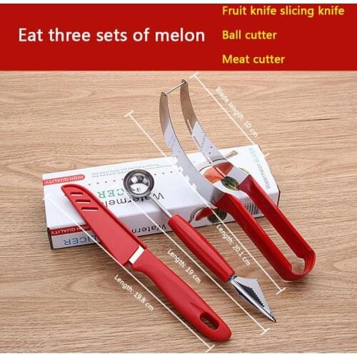 Stainless steel watermelon slicer The cutter corer Melon spoon peeler Ice cream pellet machine Vegetable and fruit knife