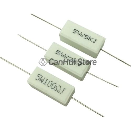 10pcs 5W Cement resistance 0.1 ~ 100k ohm 5% 0.22 0.33 0.5 1 10 100 1K 10K ohm 0.1R 0.22R 0.33R 0.5R 1R 10R 100R