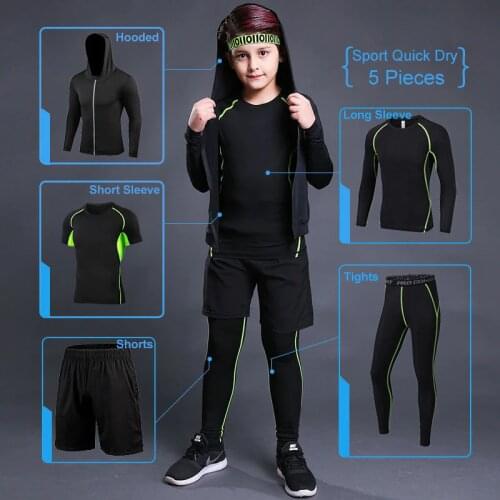 Kids Running Compression Suit Children Sports Set Jogging Underwear Sportswear Gym Tights Pants Boys Tracksuit Training Jacket