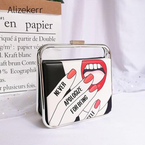 Characters Printing Square Handbag 2021 Women New Cute Top Handle Cartoon Clip Purses And Handbags Ladies Fashion Shoulder Bag