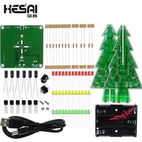 3D Christmas Tree LED DIY Kit Red/Green/Yellow LED Flashing Electronic Entertainment Kit