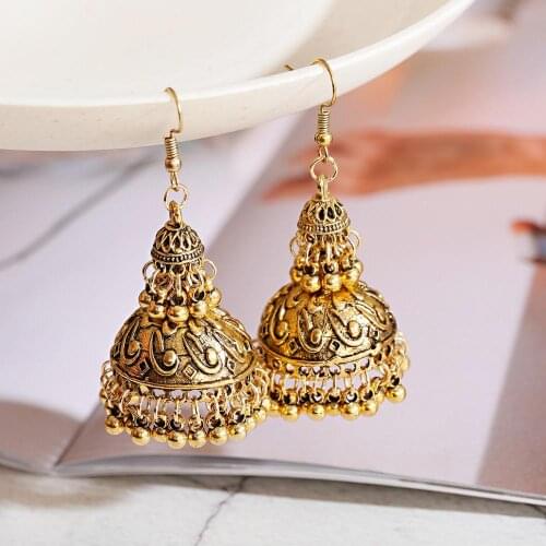 Pendant Earrings For Women Piercing Boho Accessories Woman Jewelry Gift Gold Color Bells Beads Dangle Hanging Big Earring Hooks