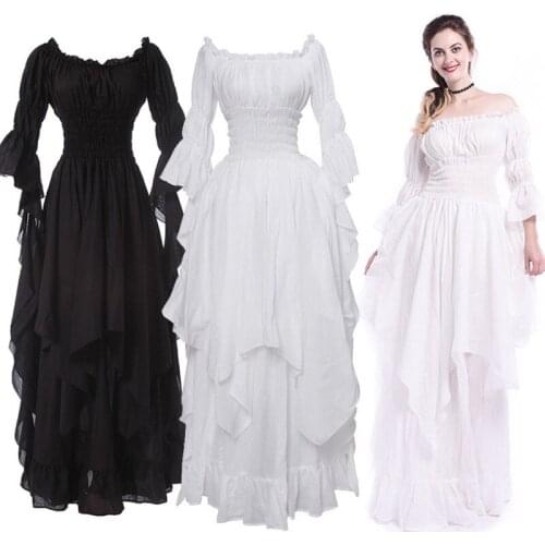 Women Medieval Dress Renaissance Vintage Style Gothic Dress Floor Length Women Cosplay Dresses Without Belt Medieval Dress Gown