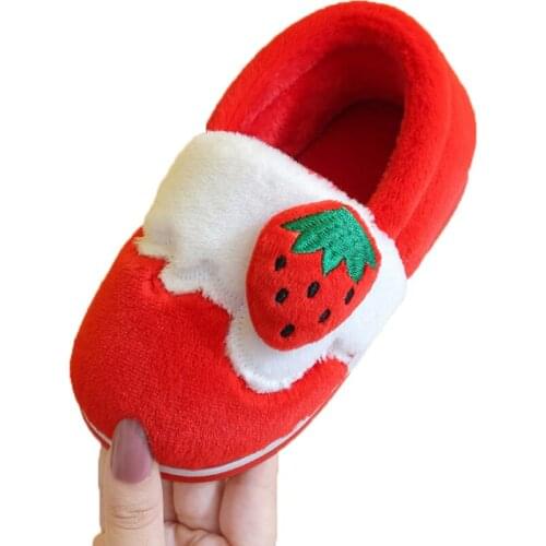 Winter Slippers For Kids Fruit Warm Soft Bottom Non-Slip Fashion Shoes Children Cute 2021 Comfortable Furry Girls Boys 1- 8 T