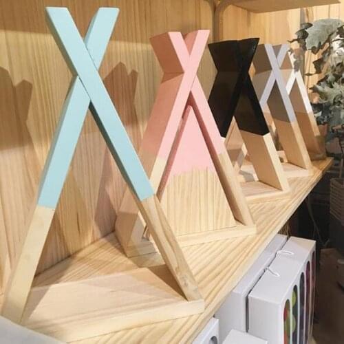 1PC Nordic Style Wooden X Shelf Lovely Colors Shelf Wall Hanging Trigon Storage Book Shelf Home Kids Baby Room DIY MA 026