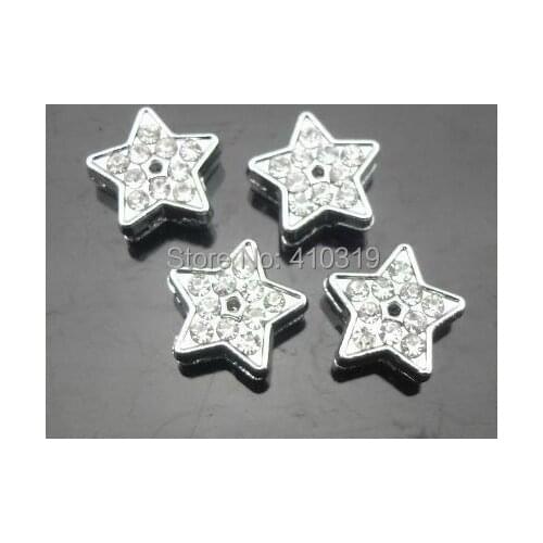 100pcs/lot 8mm Full Rhinestone Star Slide Charm DIY Alphabet Accessories