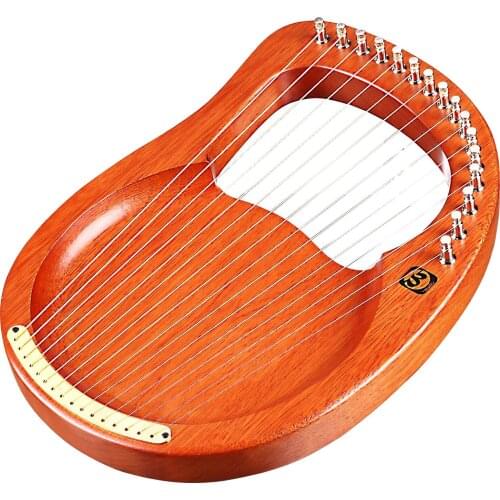 Walter.t 16-String Wooden Lyre Harp Metal Strings Mahogany Solid Wood String Instrument with Carry Bag Tuning Wrench Strings