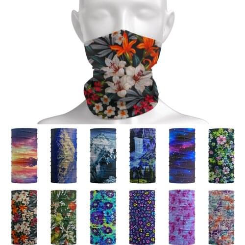 2021 Colorful Floral Cycling Headwear Women Scarves Bicycle Polyester Neck Scarf Landscape Bandana for Sports Wristband Headband