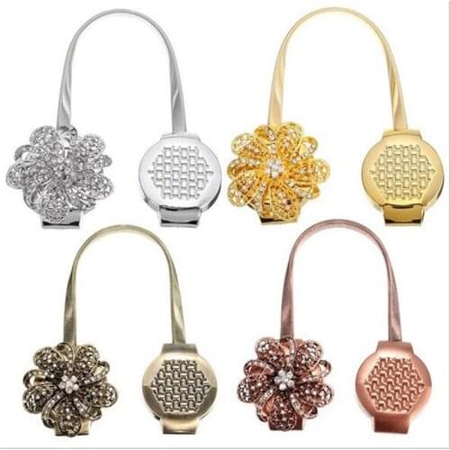 30pcs Gold Silver Flower Wire Curtains Tieback Magnet Curtains Buckle Magnetic Curtain Holder Curtain Strap Accessories