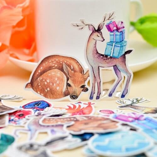 38pcs Hand Drawing Christmas Deer Stickers Planner Scrapbooking DIY Dry Glue Sticker/ Notebook Gift journal papeleria