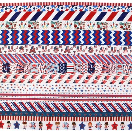 July 4th Mixed 10rolls/Set Multiple Sizes Festival Theme Grosgrain Ribbon Fabric Gift Wrapping DIY 1yard/Roll(Random),1Yc9944
