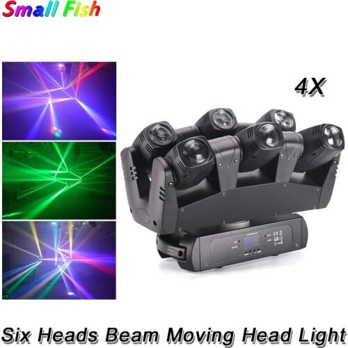 4pcs 6X10W Six Heads Beam Moving Head Light RGBW 4in1 LEDs Disco Light Professional Stage Spot For DJ Dance Party KTV Xmas Bar