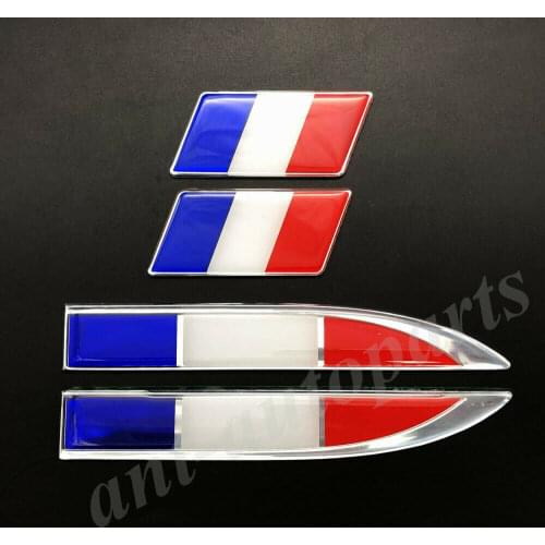 4pcs France French Flag Car Trunk Fender Auto Emblem Badge Decals Sticker