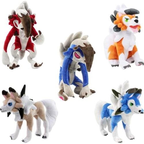 5Styles Lycanroc Plush Toys Sun/Moon Alola Solgaleo Lunala Lycanroc Midday Midnight Dusk 3 Forms Soft Stuufed Animal Dolls