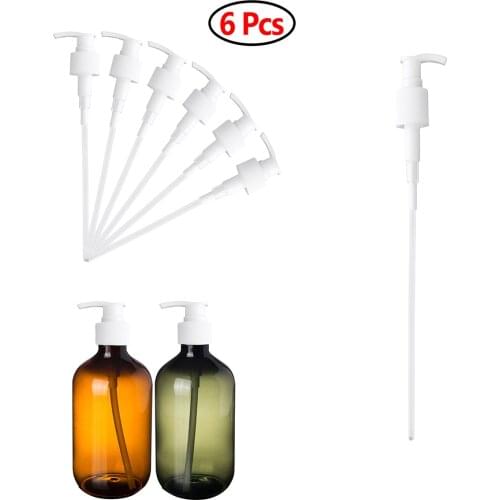 6 Soap Lotion Dispenser Pumps Plastic Dispensers Replacement for Mason Jar Bathroom Liquid Shampoo Bottles Thread Head Tube Pump
