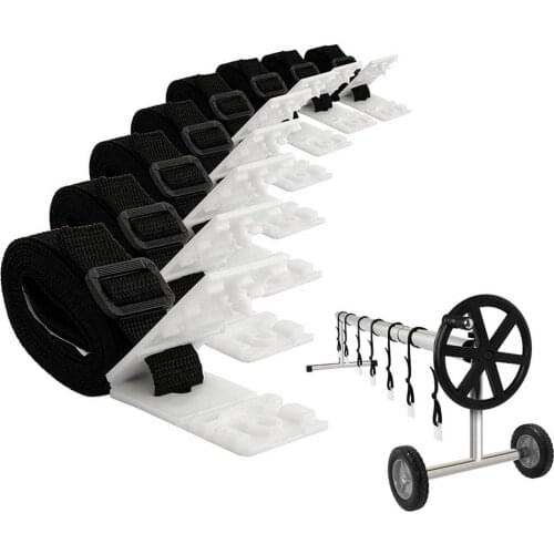8sets Pool Cover Roller Attachment Solar Blanket Straps Kit PVC Universal Pool Strapping Kit For Pool Solar Cover Reel Accessory