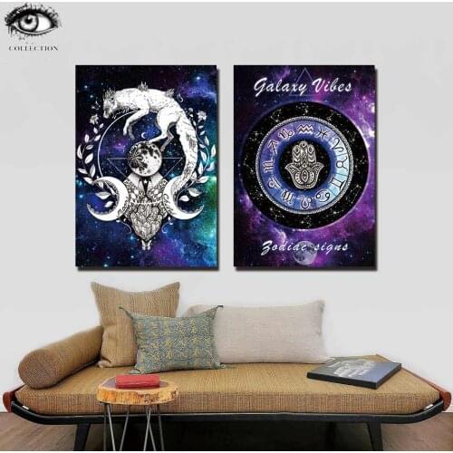 Wolf galaxy by Pixie Cold Art HD print 1 piece panda and fox canvas art Poster abstract animal Wall Pictures For Living Room