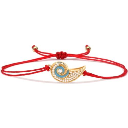 AAA Cubic Zirconia Stones Copper Sea Snail Charm Bracelet Women Men 2021 New Fashion Brass Conch Red String Adjustable Jewelry