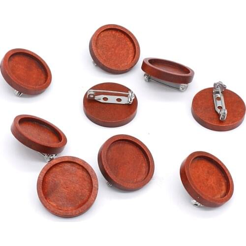 10pcs Lot Round Wood Brooch Base 20mm Brooches Accessories Wooden and Stainless Steel Safety Pin for Diy Jewlery Making Supplies