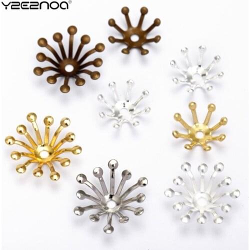 50pcs 15mm*13mm Loose Bead Jewelry-Accessories End-Caps Charms Spacer-Flowers Filigree For DIY